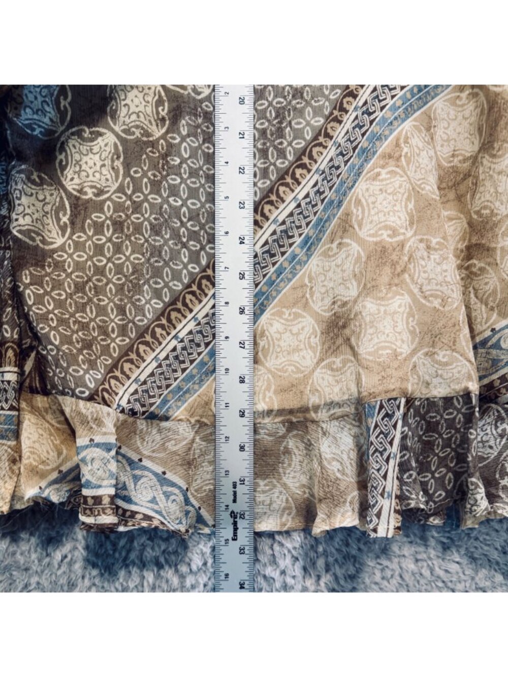 Vintage Boho Hippie Silk Midi Maxi Skirt Size 12 by Valerie Stevens Ruffle Hem - Picture 8 of 15